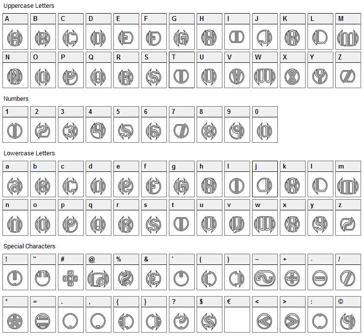 Double Bogey Font Character Map