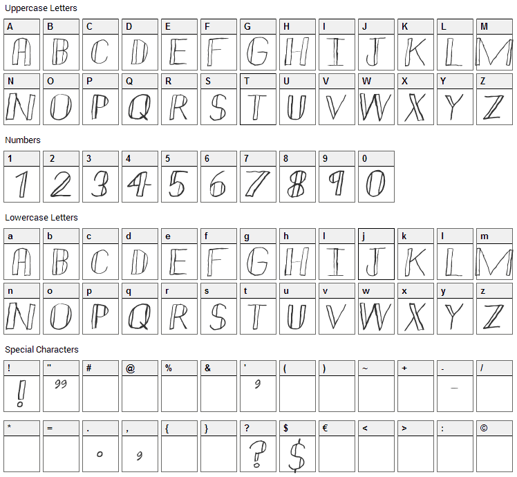 Double Strike Font Character Map