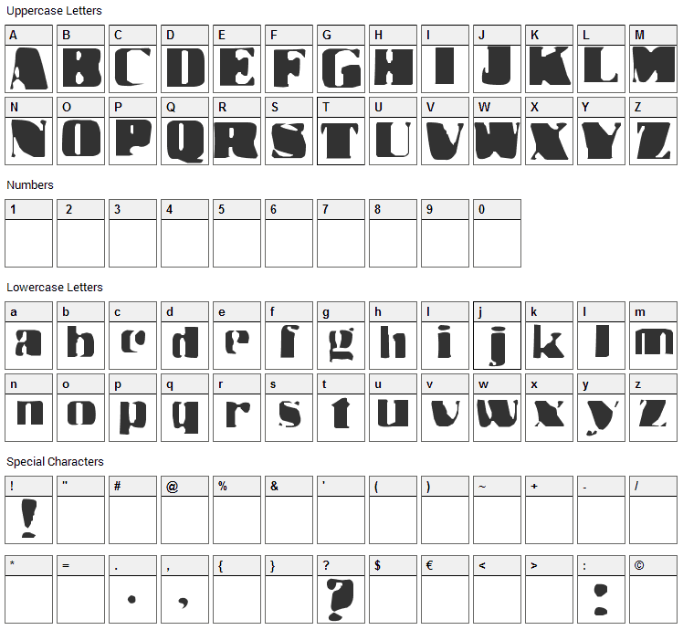 Dr Benway Font Character Map