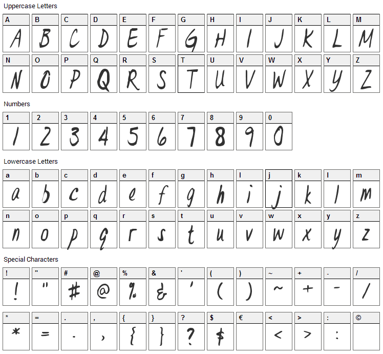 DR. Eve L Font Character Map