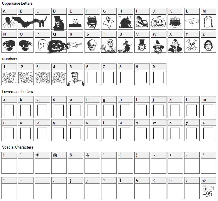 Drac Font Character Map
