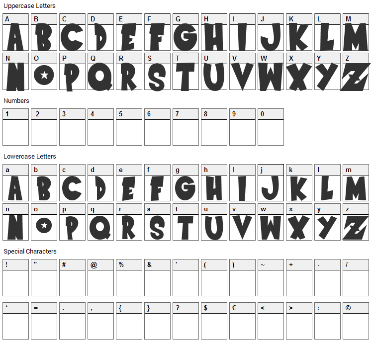 Dragonball Z Font Character Map