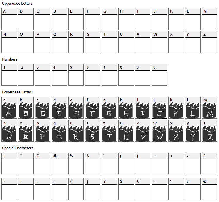 Dragoon Font Character Map