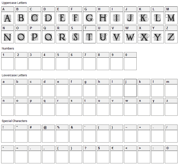 Draughtwork Font Character Map