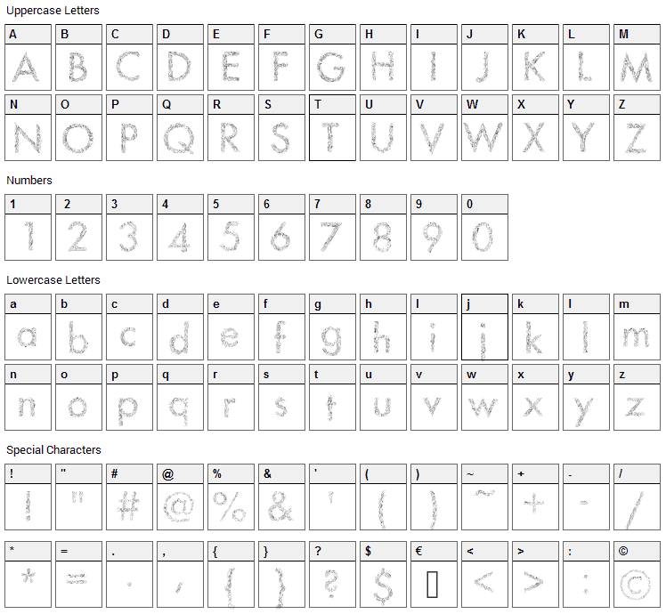 Drawman Font Character Map