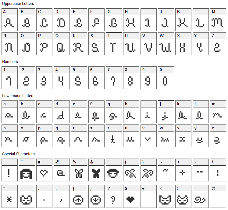 Dream It Font Character Map