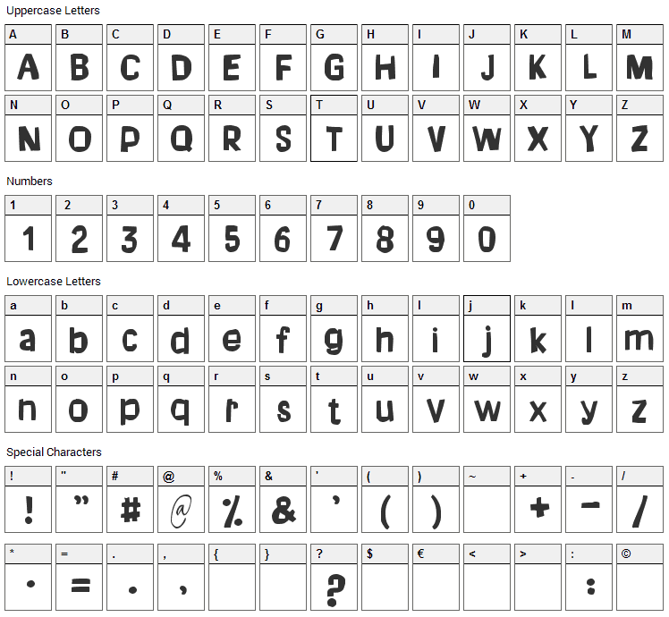 Dream of me Font Character Map