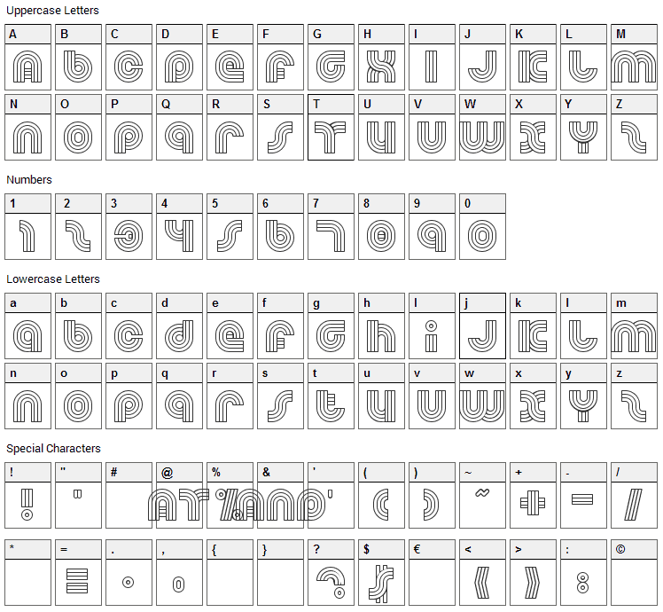 Dreamland Font Character Map