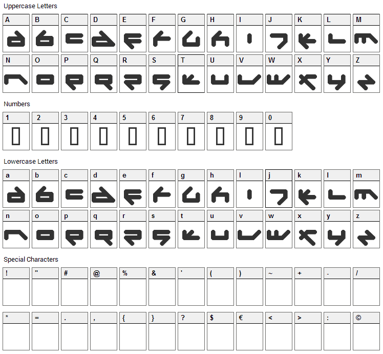 Dreampop Font Character Map
