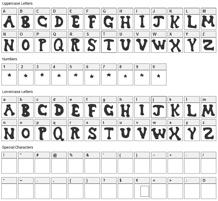 Dreamwish Font Character Map