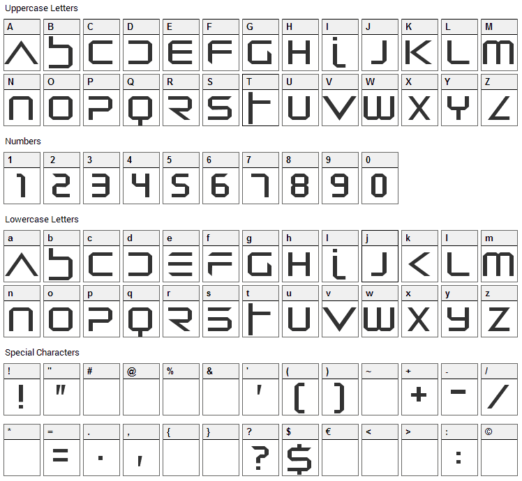 Dredwerkz Font Character Map