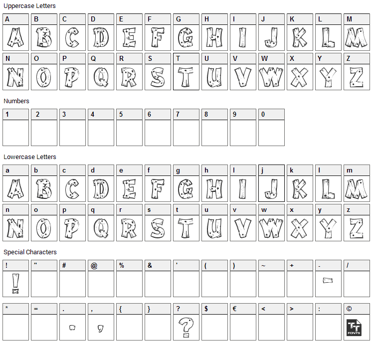 Drift Type Font Character Map