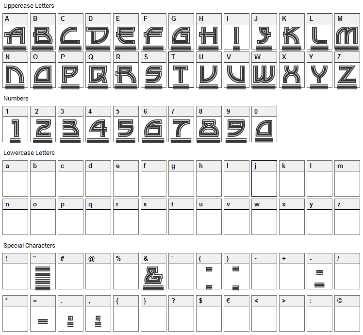Drive-Thru Font Character Map