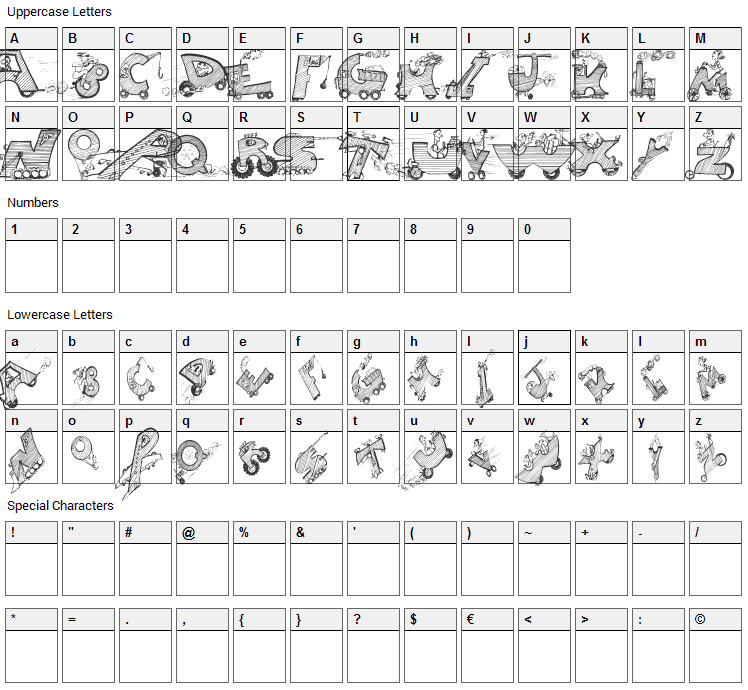 Drivers Font Character Map