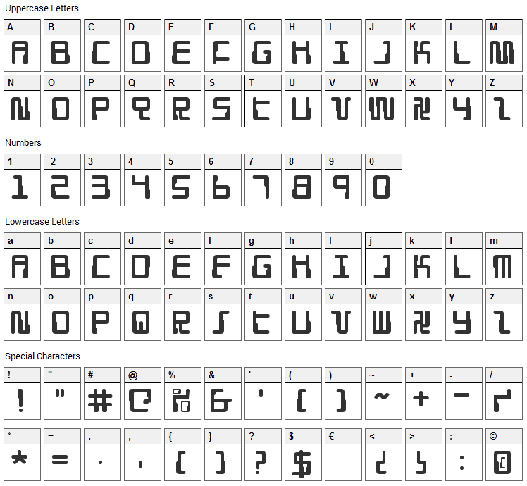 Droid Lover Font Character Map