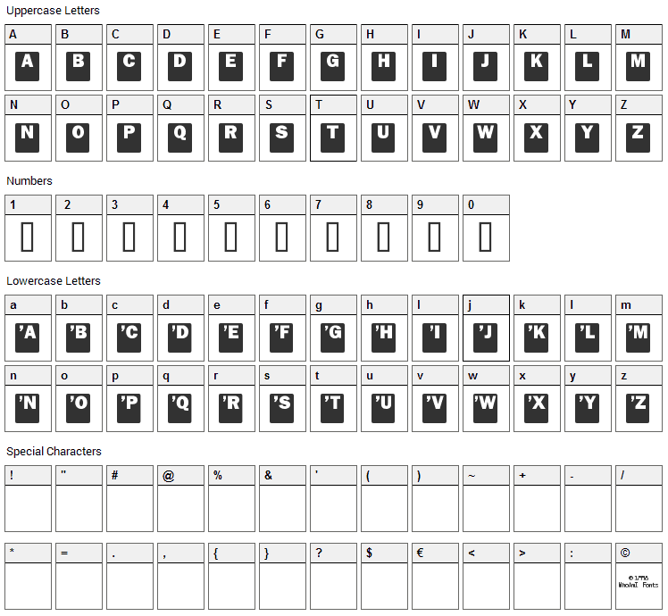 Drop Caps Font Character Map
