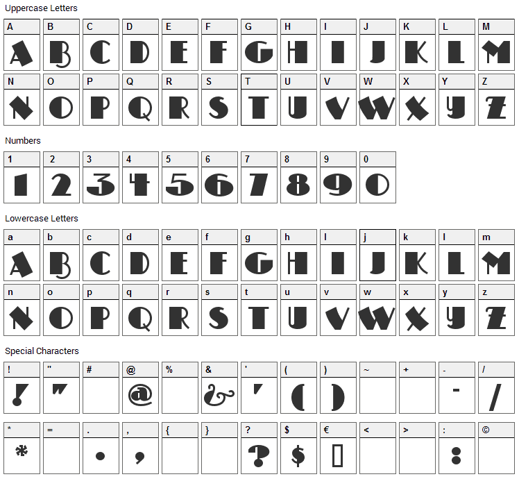 Drumag Studio Font Character Map