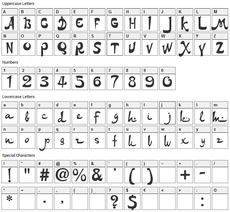 DS Arabic Font Character Map