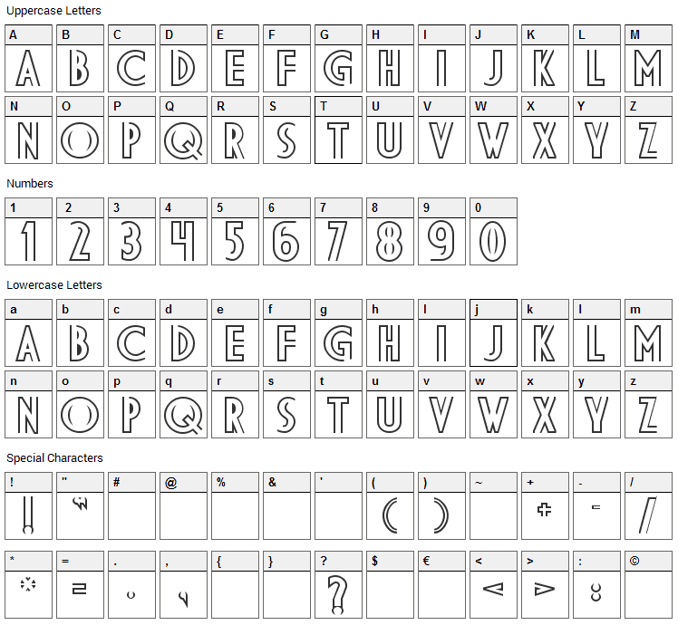 DS Diploma BDL Font Character Map