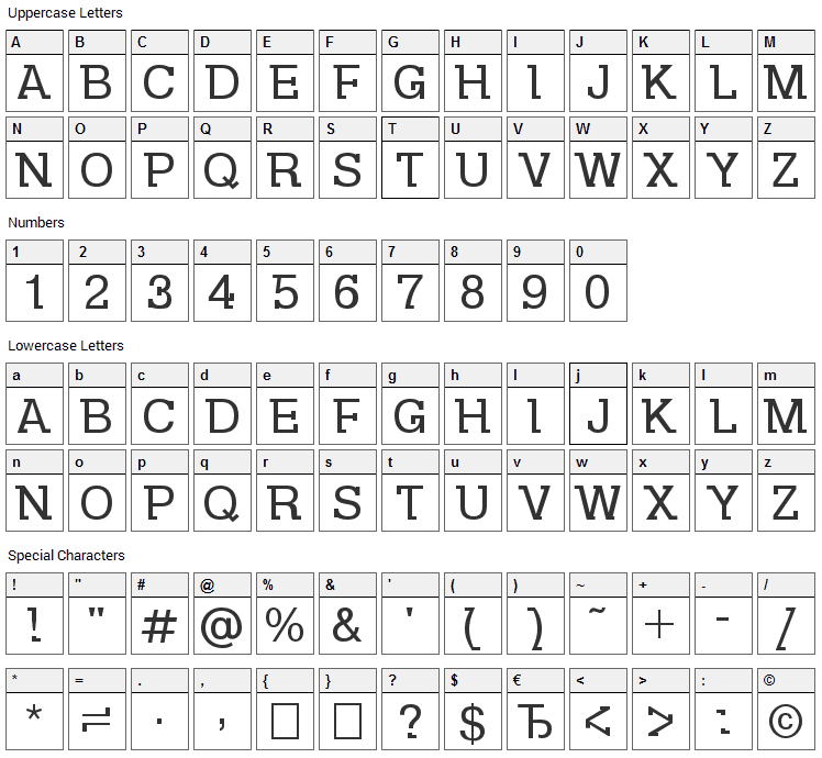 DS Kolovrat Font Character Map