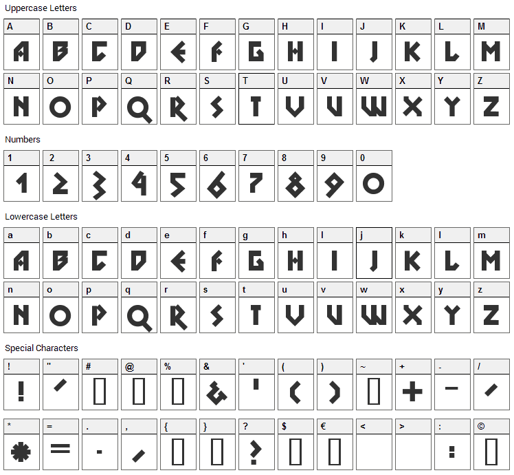 DS Nova Black Font Character Map