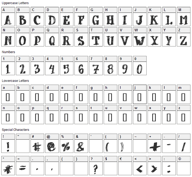 dUBBEL Font Character Map