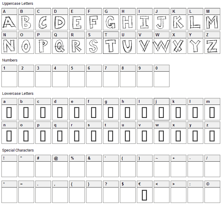 Dumpster Diver Font Character Map