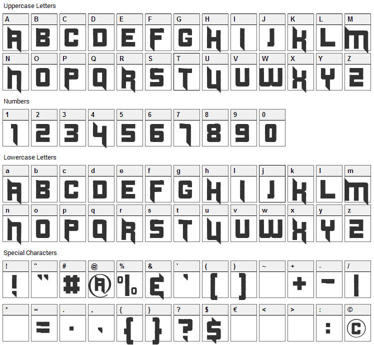 Duplexide Font Character Map