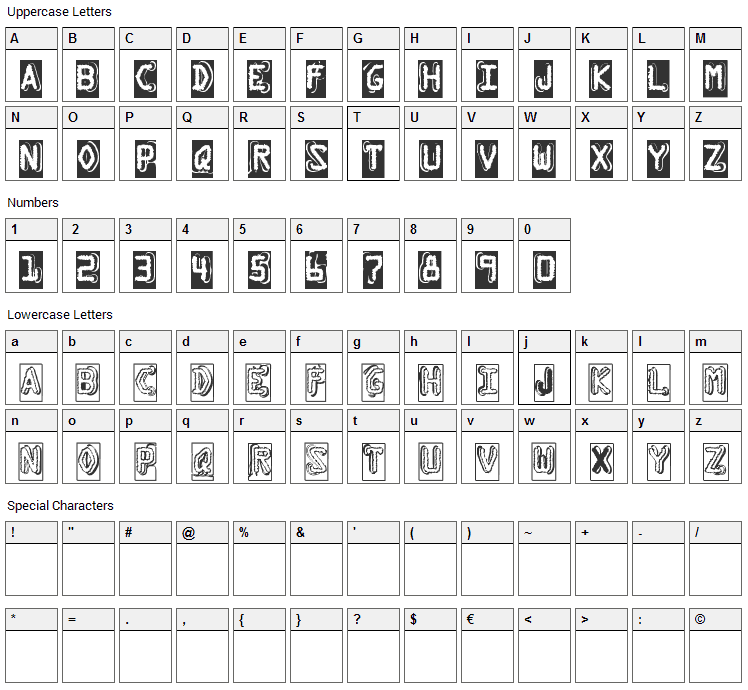 Dymo Grunge Bubble Font Character Map