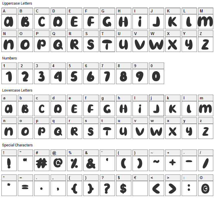 Dynamite Punch Font Character Map
