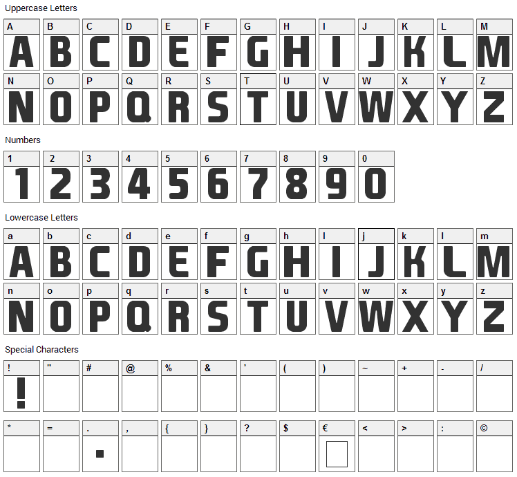 EA Sports Font Character Map