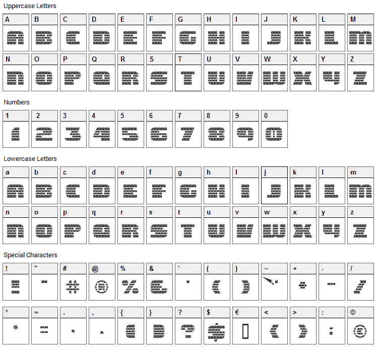 Eagle GT II Font Character Map