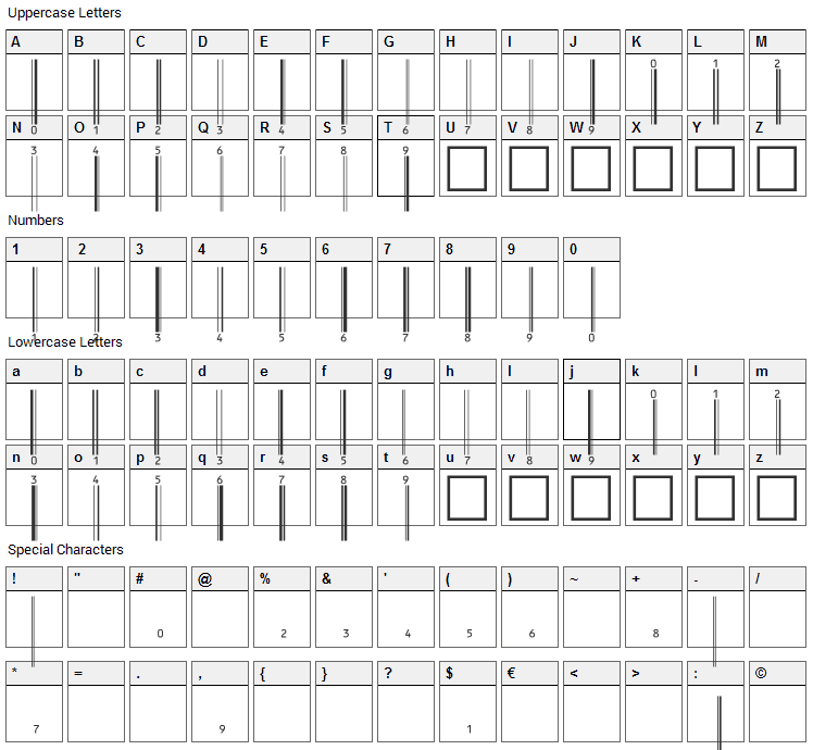 eanbwrp72tt Font Character Map