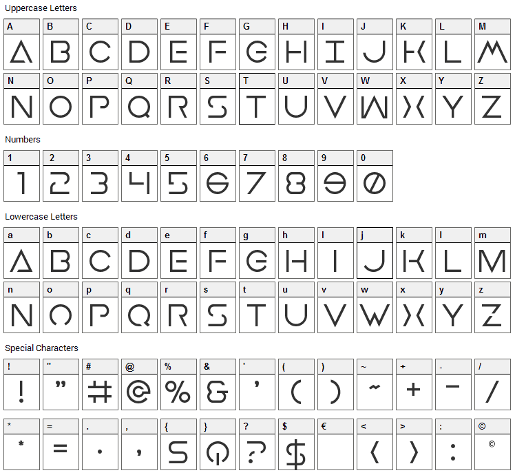 Earth Orbiter Font Character Map