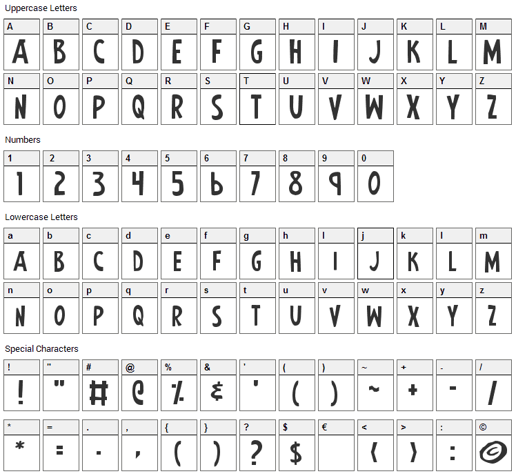 Earths Mightiest Font Character Map