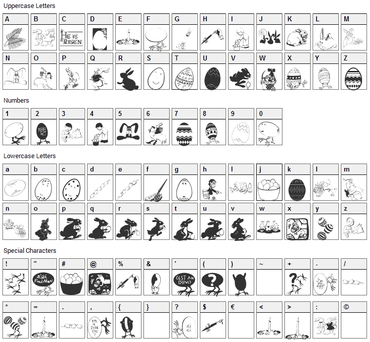 Eastereggs Font Character Map