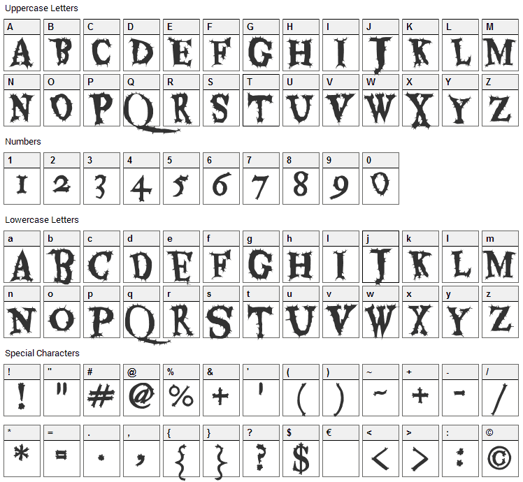 Eater Font Character Map