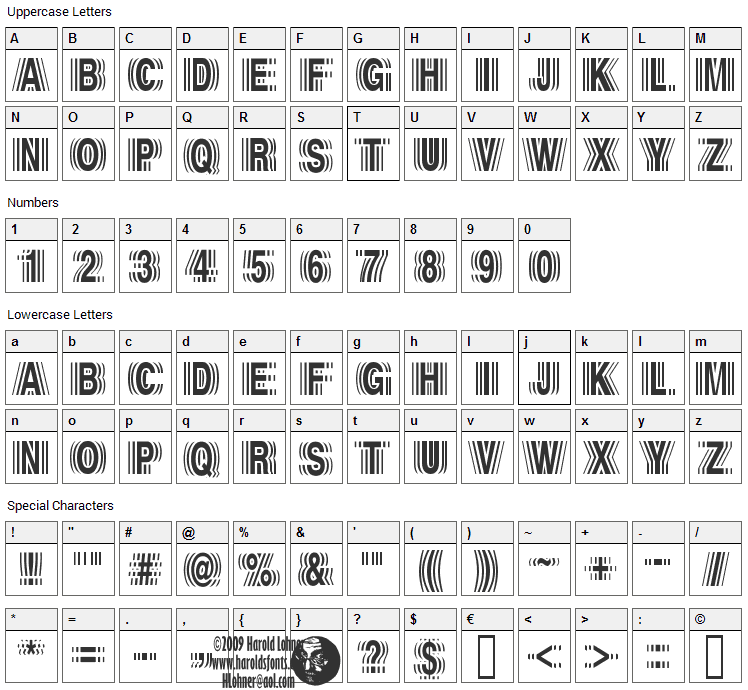 Echo Font Character Map