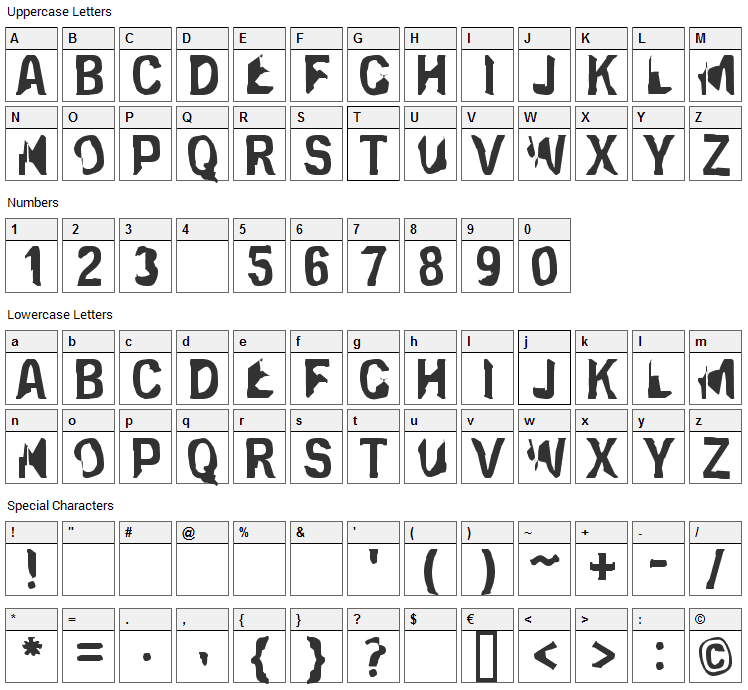 Eclipsed Moon Font Character Map