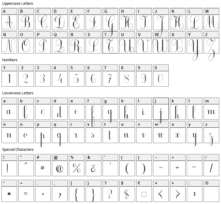 Ecolier Font Character Map