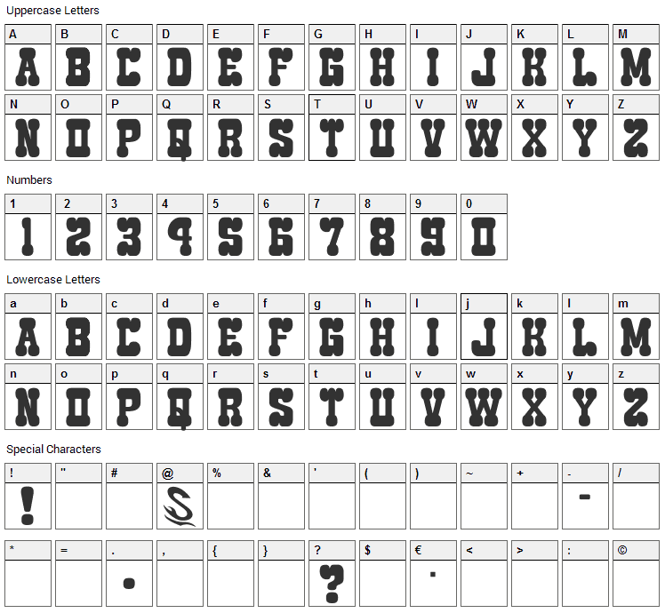 Edamame Western Font Character Map