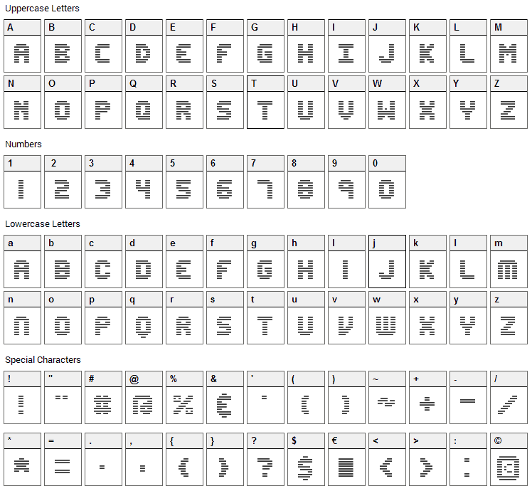 Edit Undo Line Font Character Map