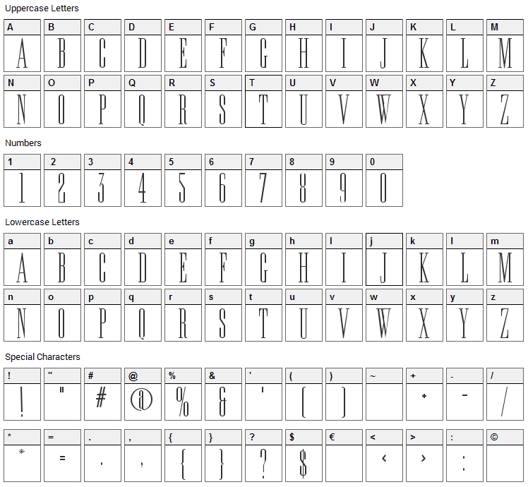 Edition Font Character Map