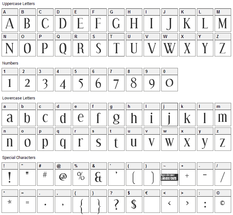 Effloresce Font Character Map