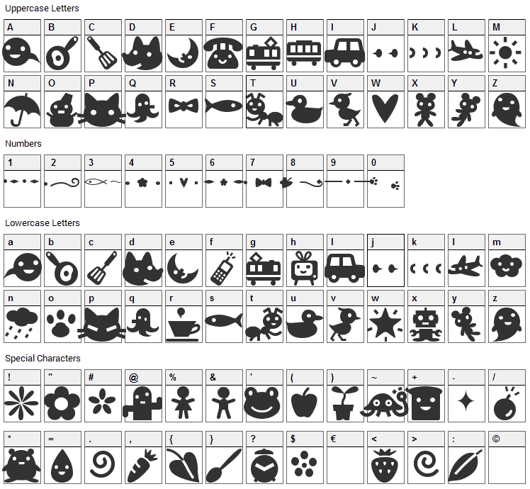 Efon Font Character Map