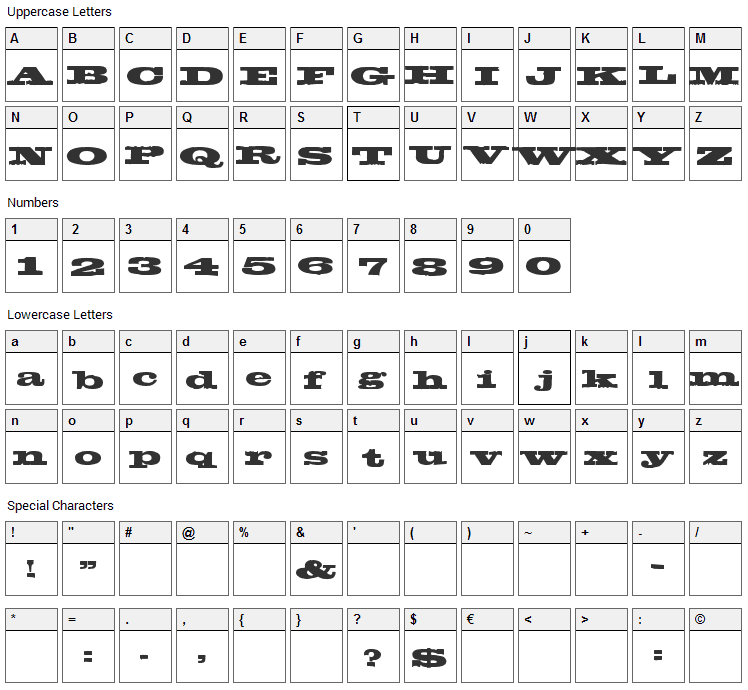 Egyptientto2 Font Character Map