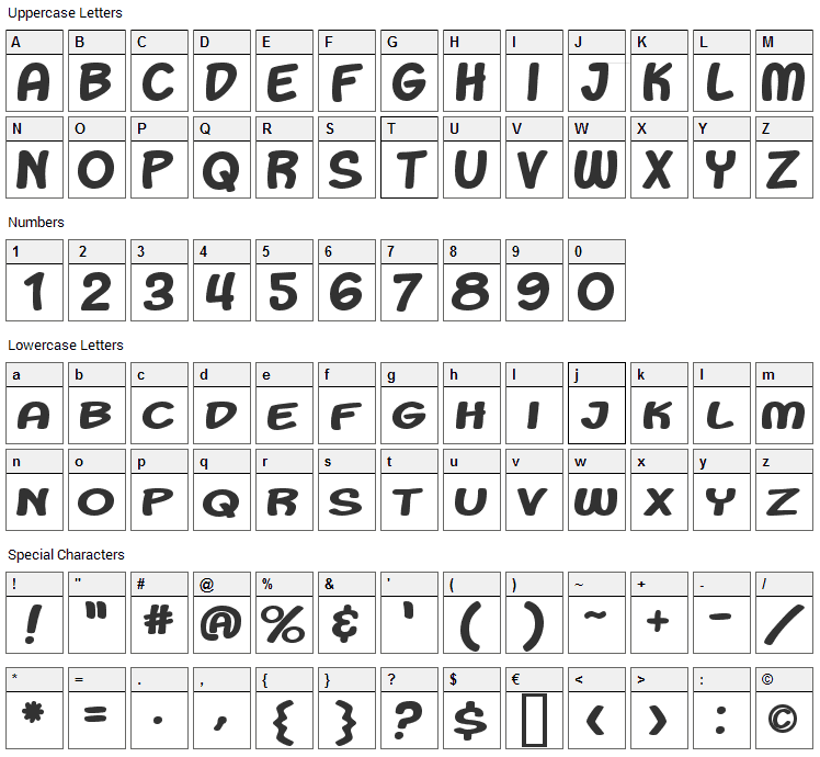 Eight Years Later Font Character Map