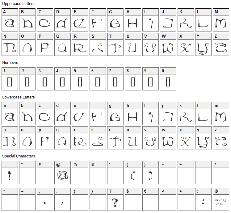 Eisregen Font Character Map