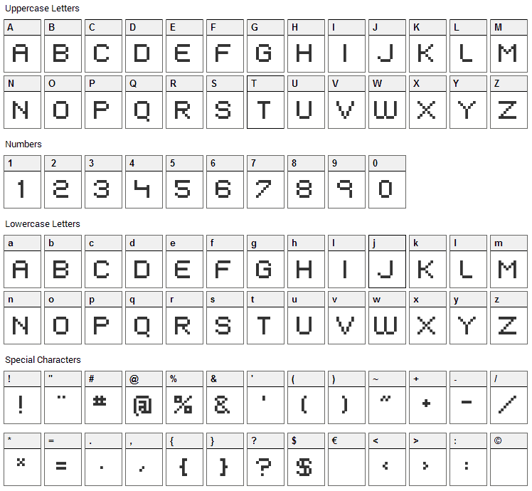 Eiven Major Font Character Map