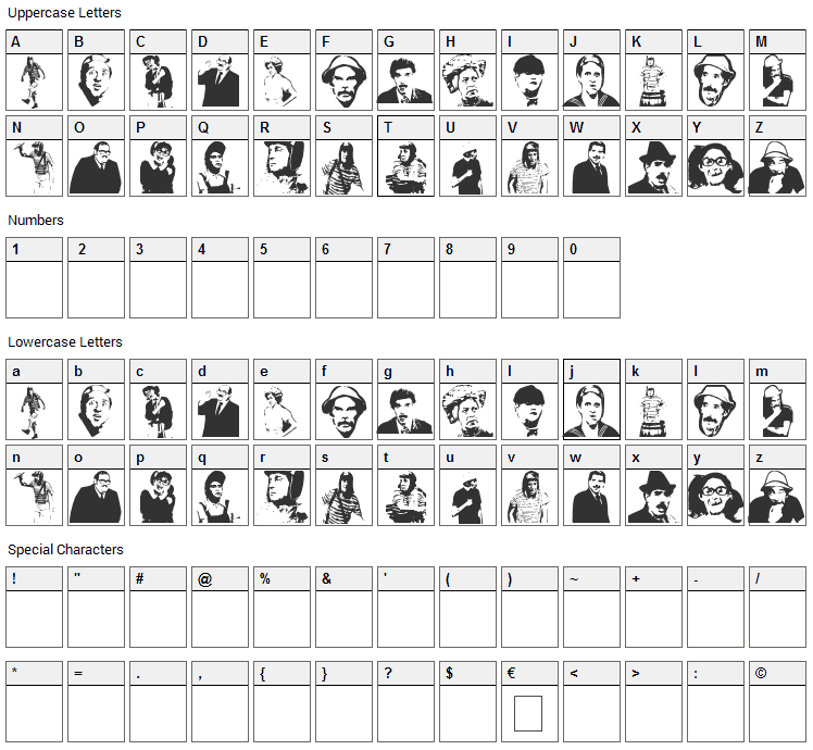 El Chavo del 8 Font Character Map